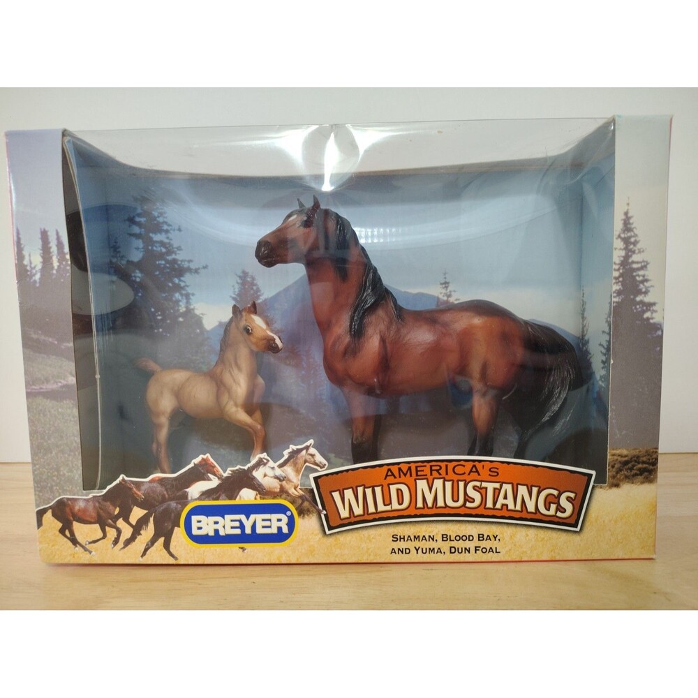 Breyer America's Wild Mustangs Shaman Blood Bay & Yuma Dun Foal 2005 NEW IN BOX